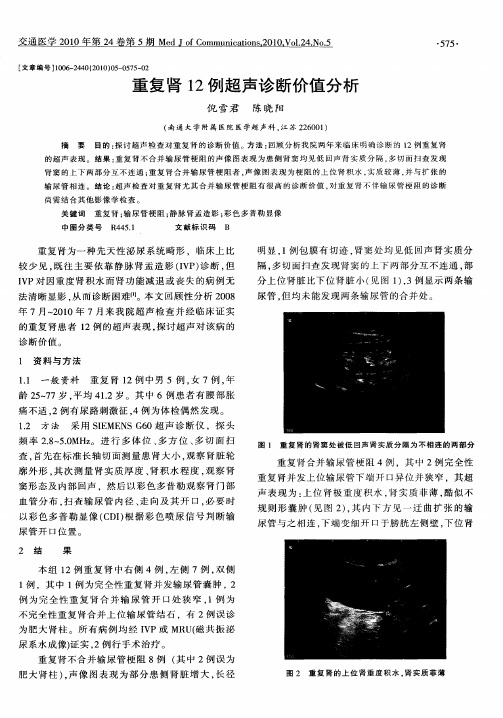 重复肾12例超声诊断价值分析