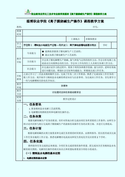 子任务1知识点1：离子膜电解槽电解基本概念.
