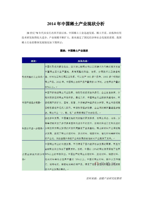 2014年中国稀土产业现状分析