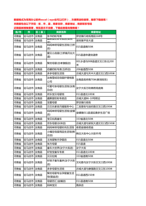 2020新版河南省驻马店市汝南县月子服务工商企业公司商家名录名单黄页联系号码地址大全60家