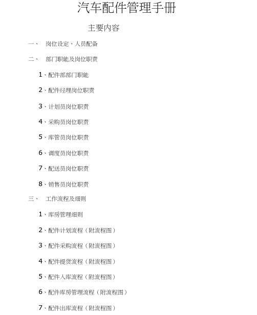 汽车配件管理手册