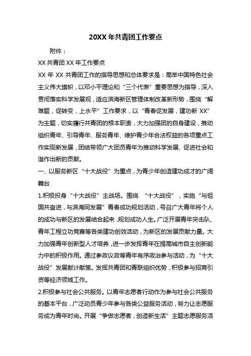 最新整理20XX年共青团工作要点