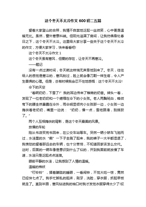 这个冬天不太冷作文600初二五篇