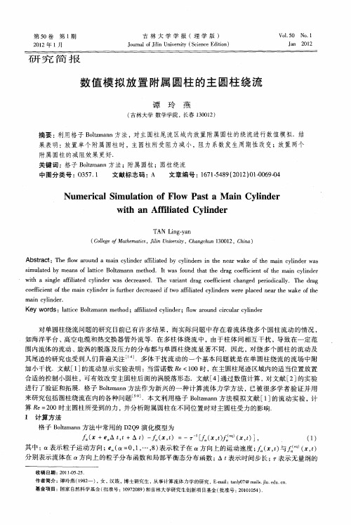 数值模拟放置附属圆柱的主圆柱绕流