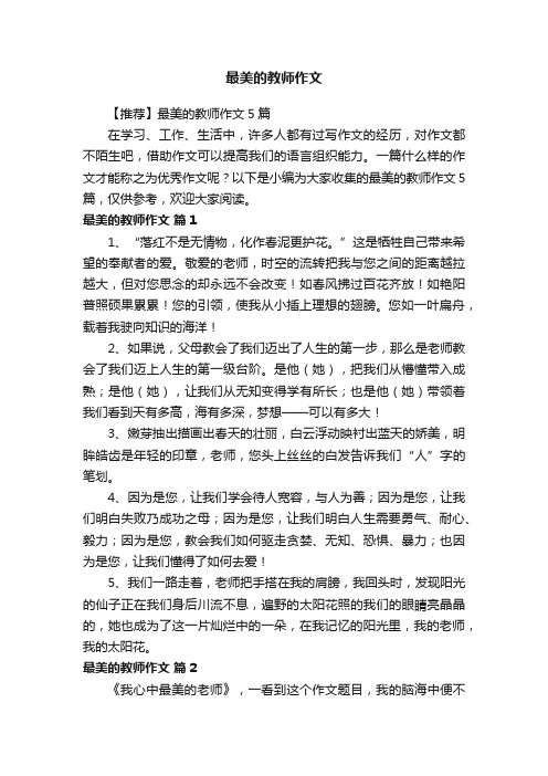 【推荐】最美的教师作文5篇