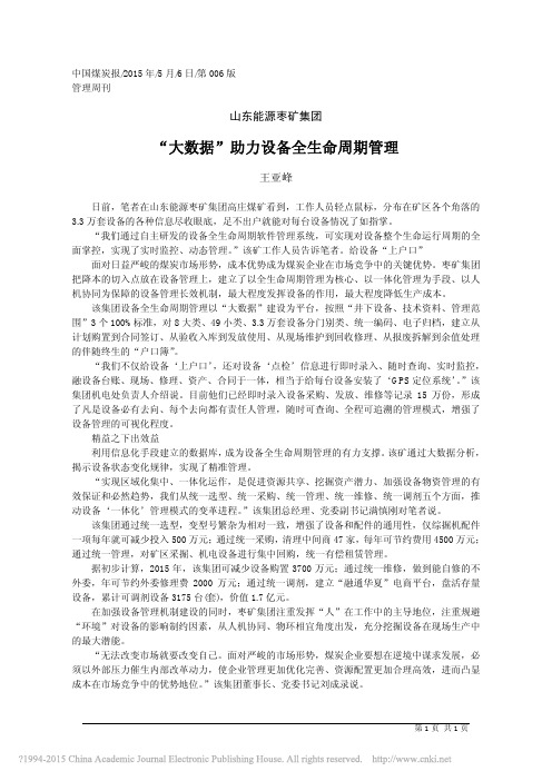 _大数据_助力设备全生命周期管理_王亚峰
