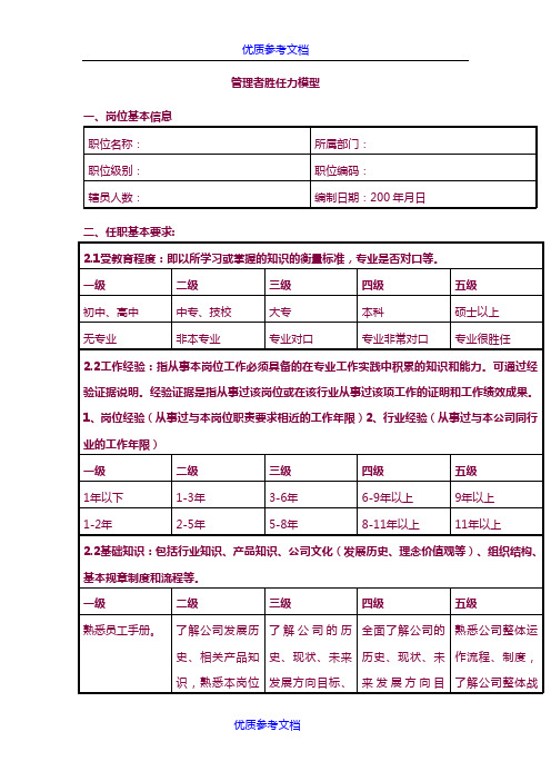 [实用参考]管理者胜任力模型