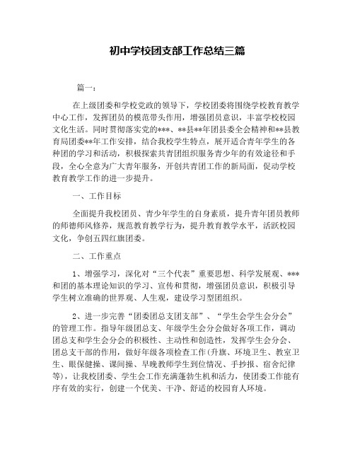 初中学校团支部工作总结三篇