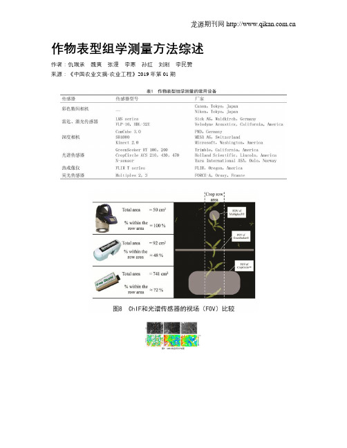 作物表型组学测量方法综述