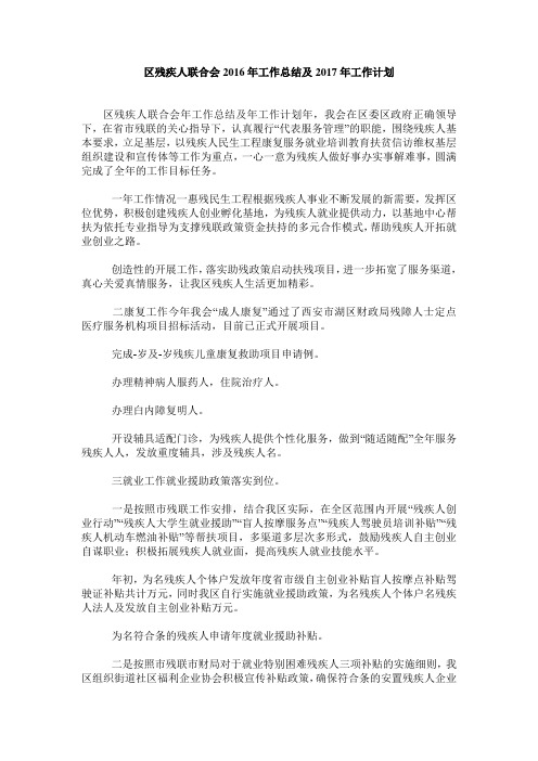 区残疾人联合会2019年工作总结及2019年工作计划