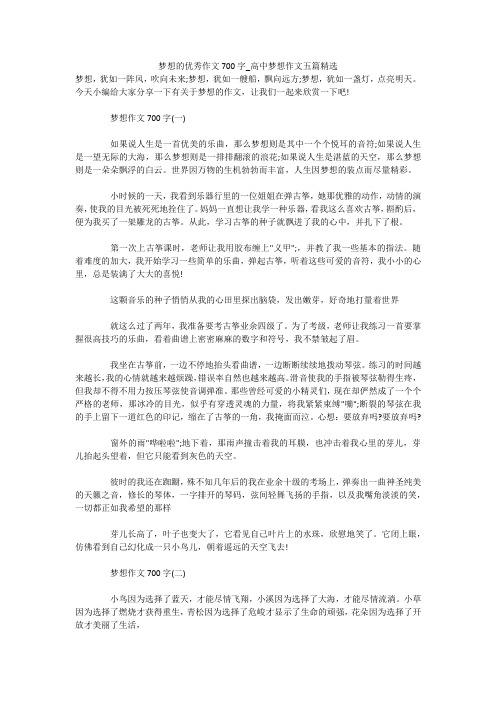 梦想的优秀作文700字_高中梦想作文五篇精选