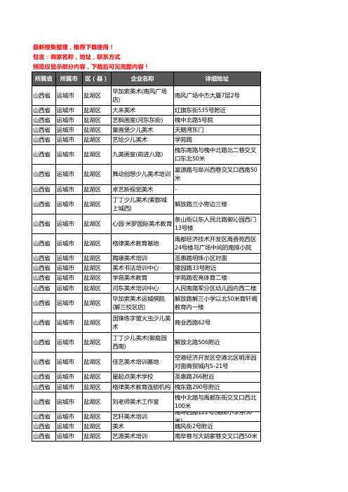 新版山西省运城市盐湖区美术机构企业公司商家户名录单联系方式地址大全79家