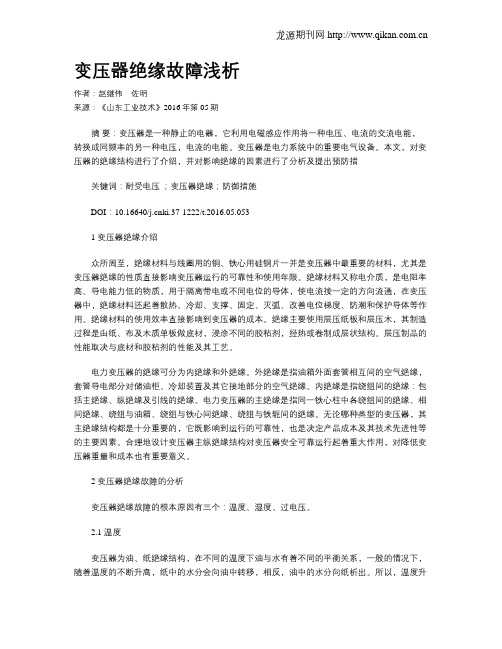 变压器绝缘故障浅析