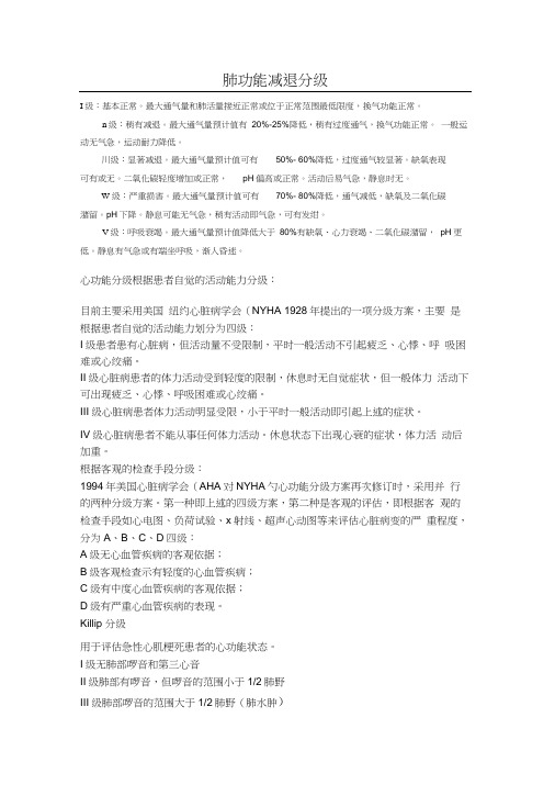 肺功能减退分级