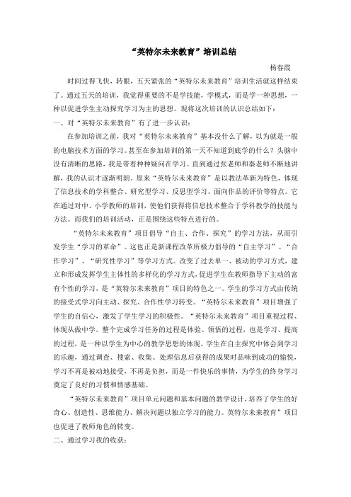 “英特尔未来教育”培训总结