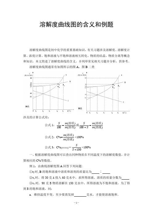 溶解度曲线图的含义和例题