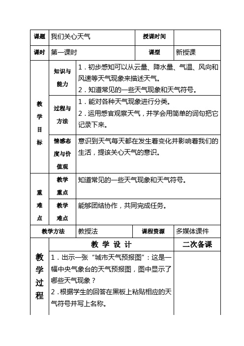 教科版四年级下册科学全册教案