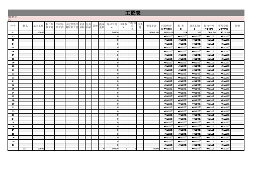 Excel工资模板单位分级扣税自动计算工资表(含扣减社保等)