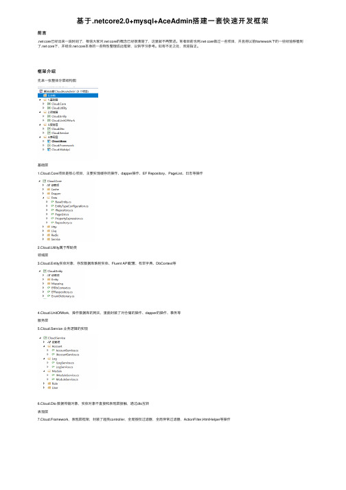 基于.netcore2.0+mysql+AceAdmin搭建一套快速开发框架