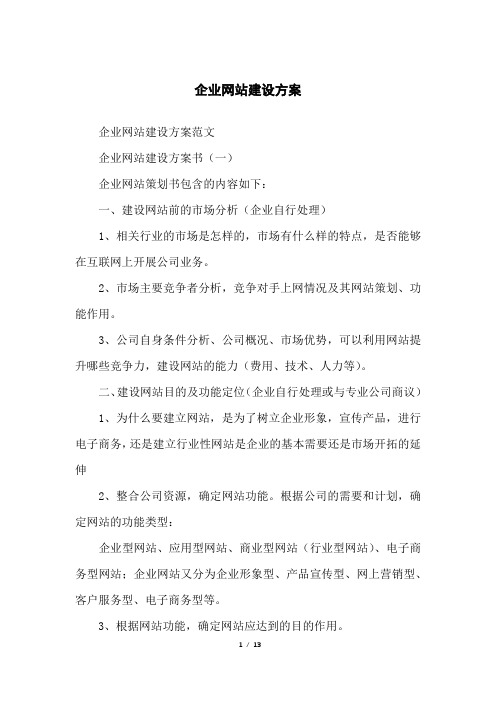 企业网站建设方案