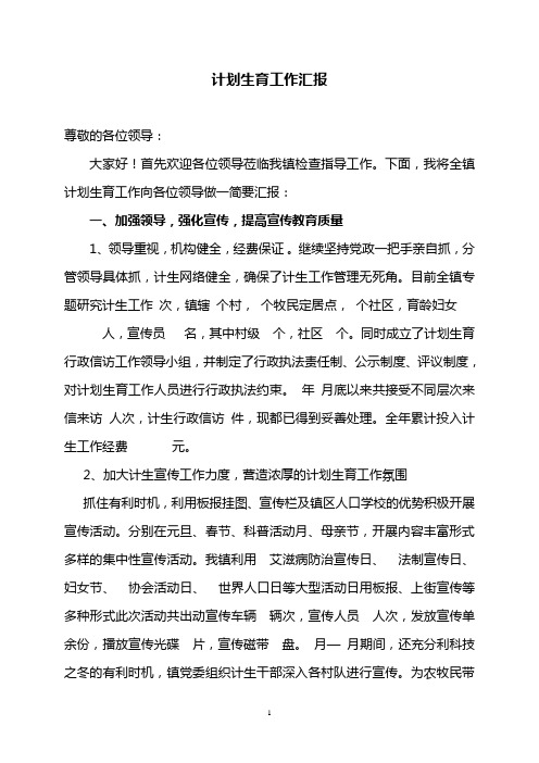 2012计划生育工作汇报