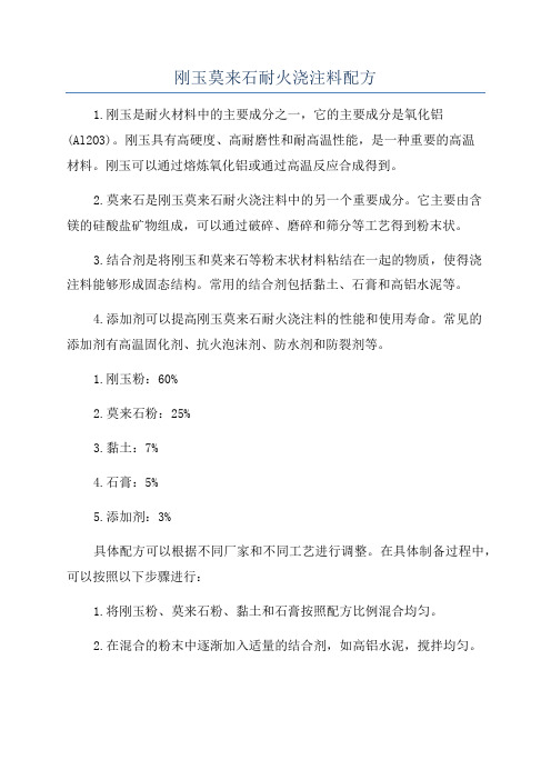 刚玉莫来石耐火浇注料配方