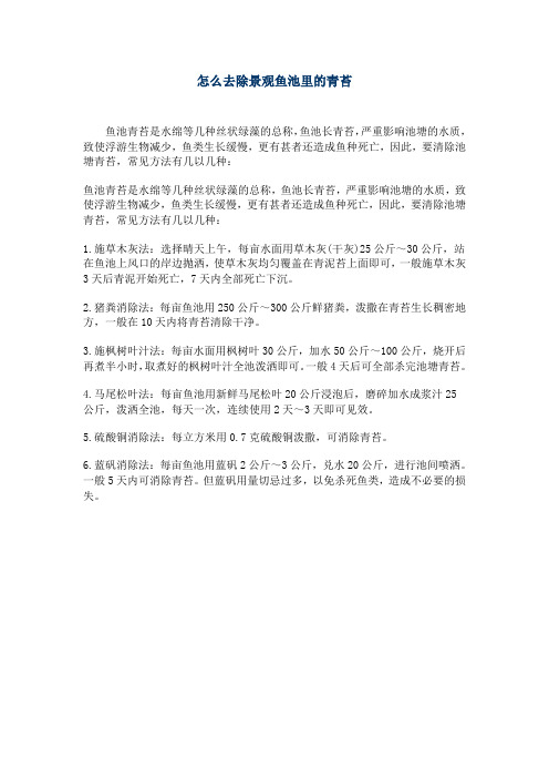 怎么去除景观鱼池里的青苔