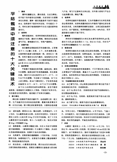 平菇栽培中须注意的十大关键技术