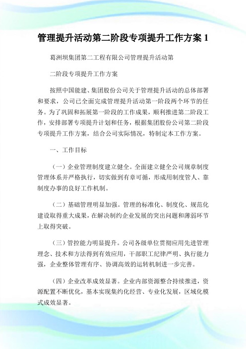 管理提升活动第二阶段专项提升工作方案.doc