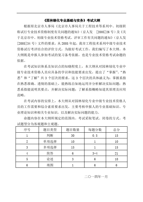 北京园林绿化中级职称大纲题库必过版-2015汇总