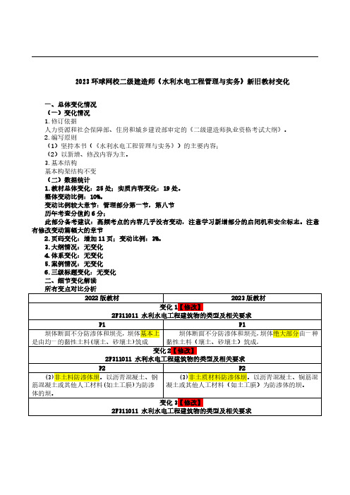 水利-2023年教材变化解读