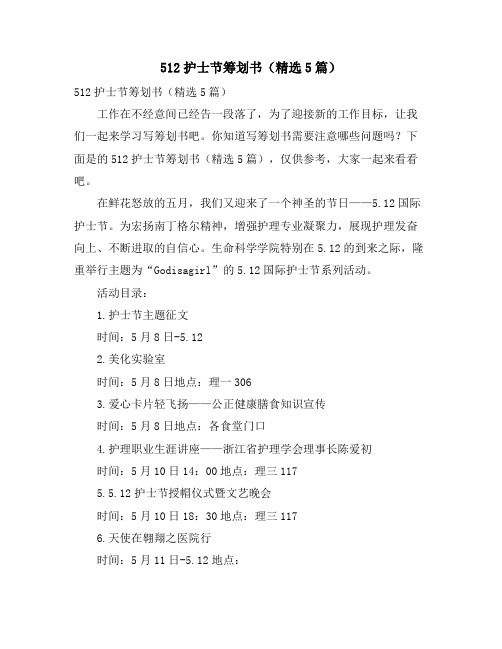 512护士节策划书(精选5篇)