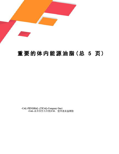 重要的体内能源油脂