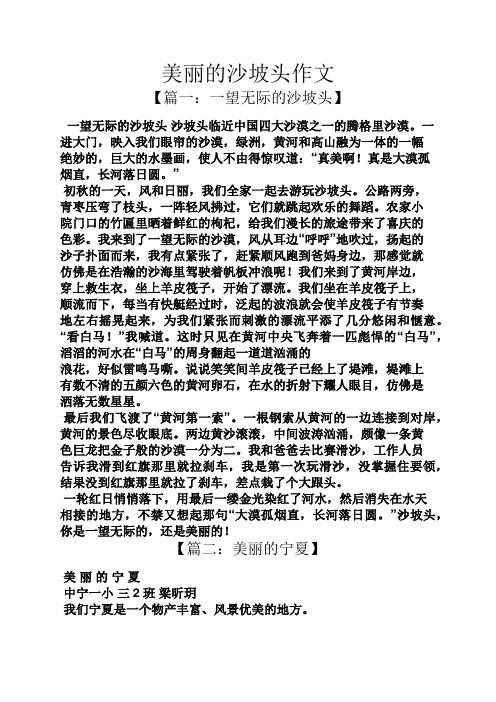 美丽作文之美丽的沙坡头作文