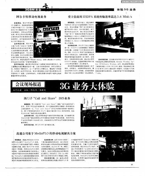 3G业务大体验