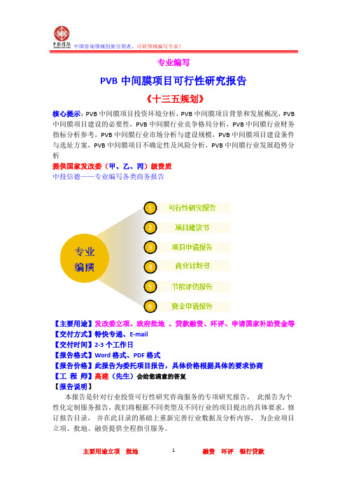 PVB中间膜项目可行性研究报告