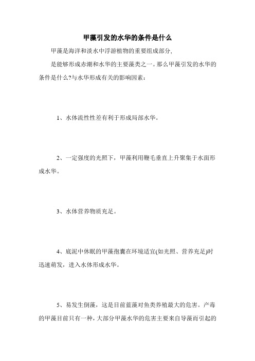 甲藻引发的水华的条件是什么