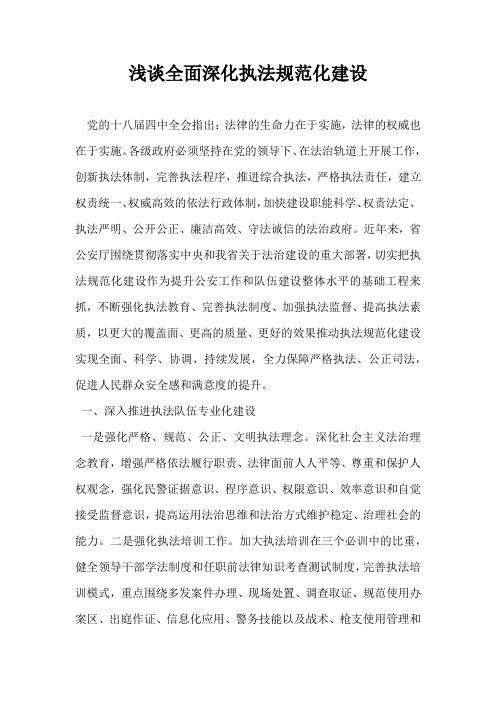 浅谈全面深化执法规范化建设