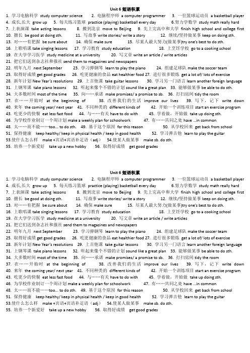 八年级英语上册Unit 6I'm going to be a basketball player短语积累