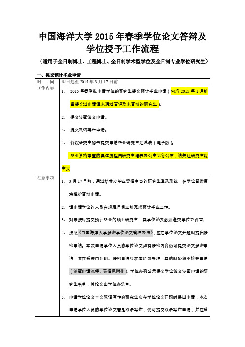 论文答辩及学位授予工作流程