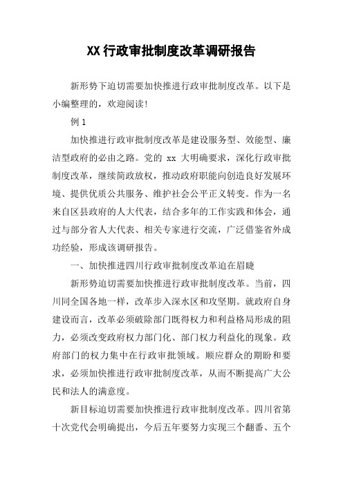XX行政审批制度改革调研报告
