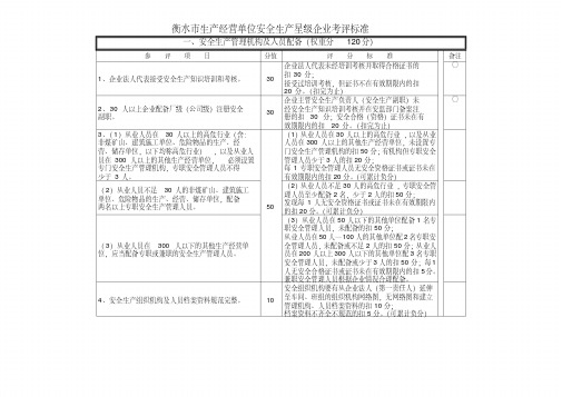 衡水市生产经营单位安全生产星级企业考评标准