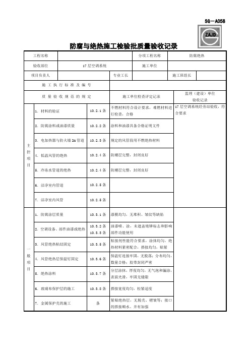 SG-A058防腐与绝热施工检验批质量验收记录