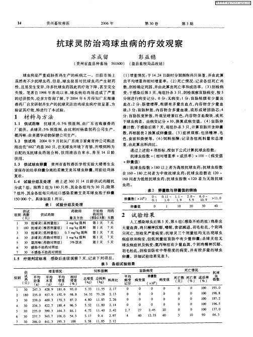 抗球灵防治鸡球虫病的疗效观察