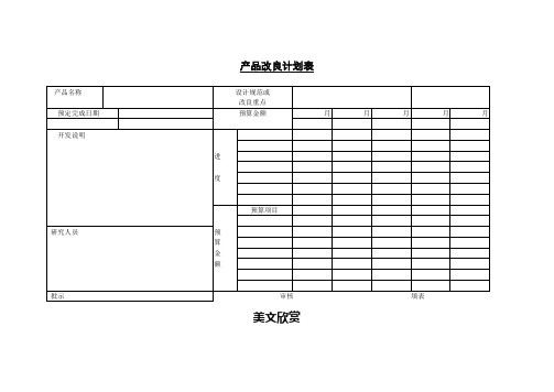 产品改良计划表