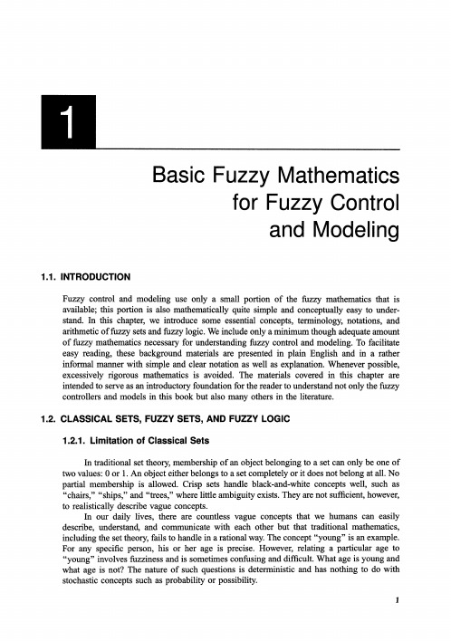 1.1. INTRODUCTION Basic Fuzzy Mathematics for Fuzzy Control