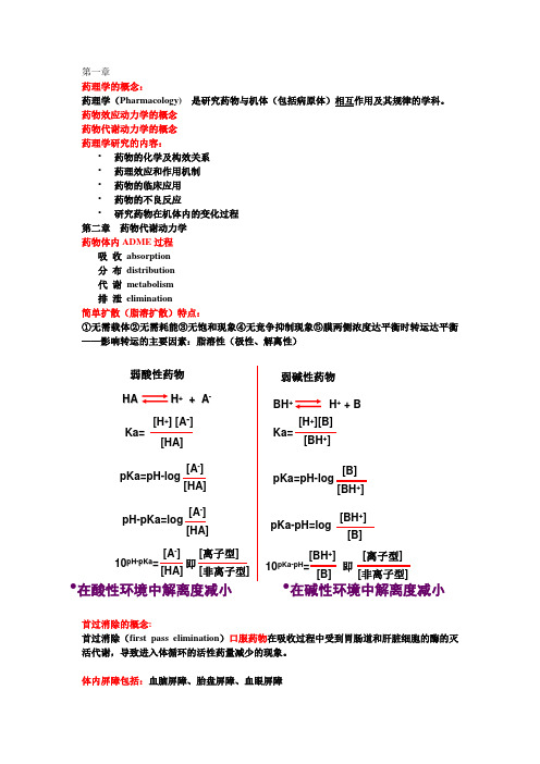 重医麻醉药理学归纳总结