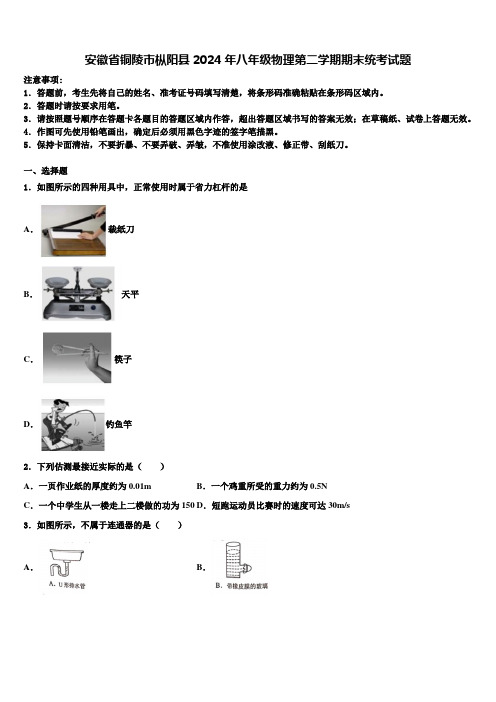 安徽省铜陵市枞阳县2024年八年级物理第二学期期末统考试题及答案解析