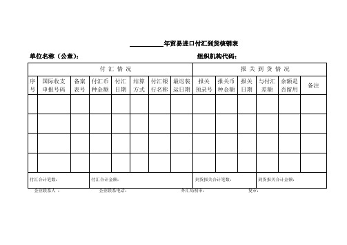 进口核销表及填表说明