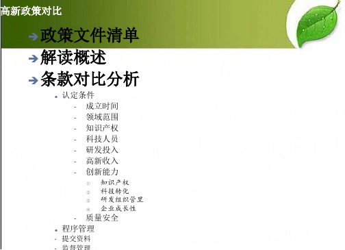 2016年高新政策对比解读 PPT